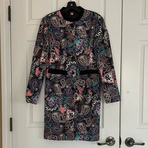 Paisley Vibrant Multicolor Blazer W/ Black Velvet Details in Collar and Pockets